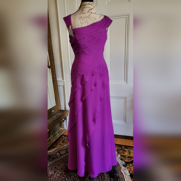 Jade Dresses Jade Couture By Jasmine J4425 Fig Color Chiffon Long Dress Petite Sz 6p Poshmark